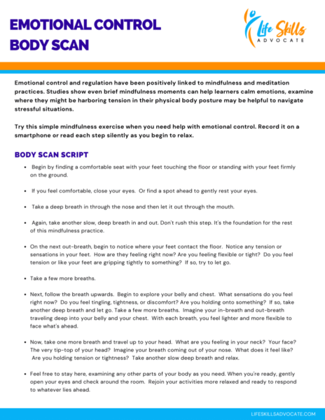Free Body Scan Mindfulness Activity | Life Skills Advocate