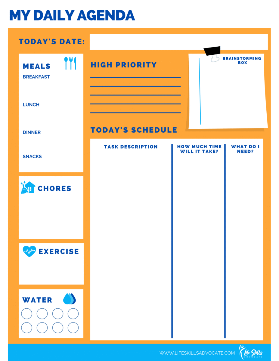 Daily Planner Worksheet