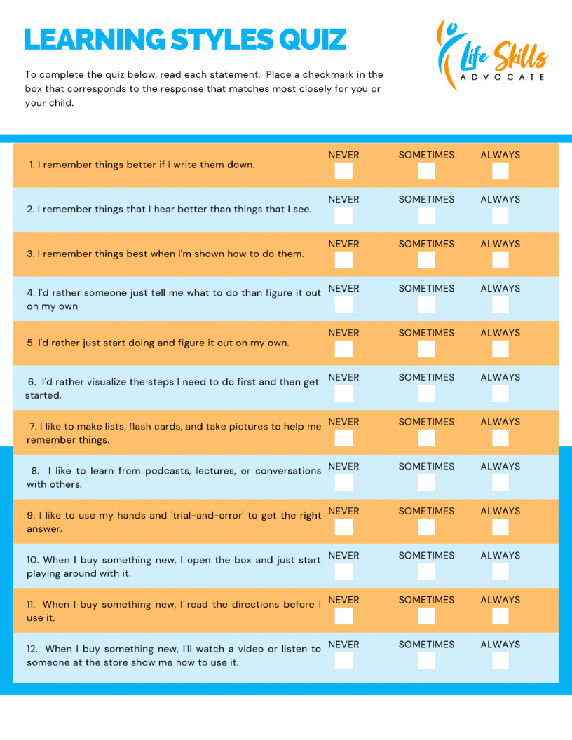 Learning Styles Quiz