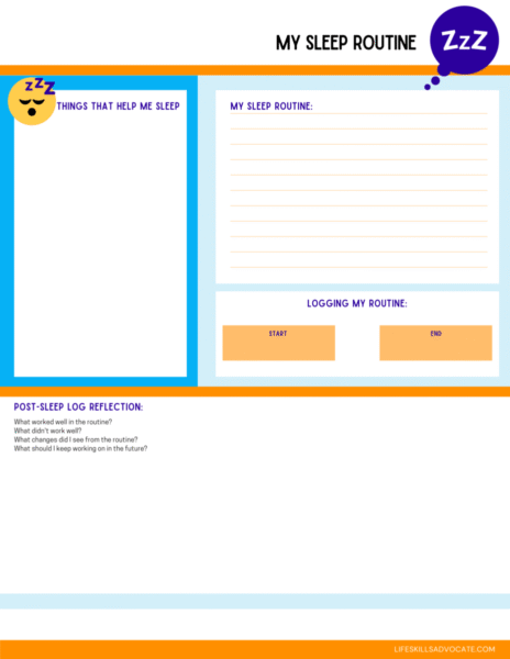 Free Sleep Study Activity | Life Skills Advocate