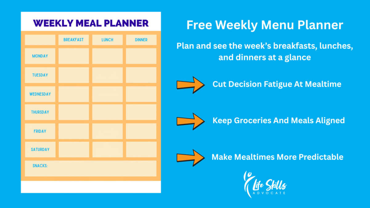 Week Menu App Free Weekly Menu Planner | Life Skills Advocate