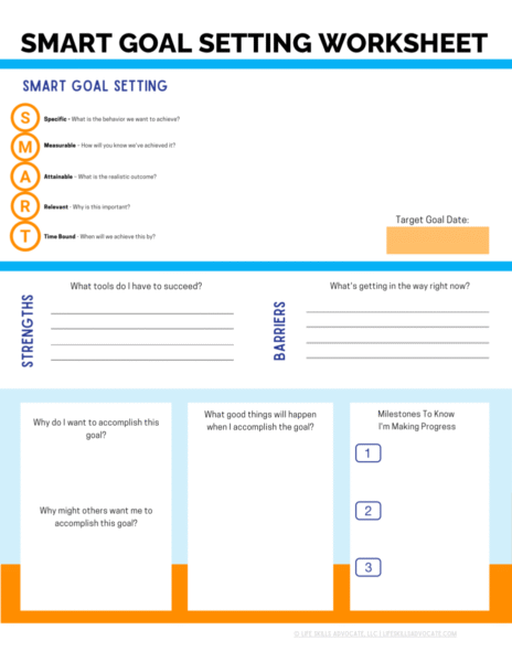 Free SMART Goal Setting Worksheet | Life Skills Advocate