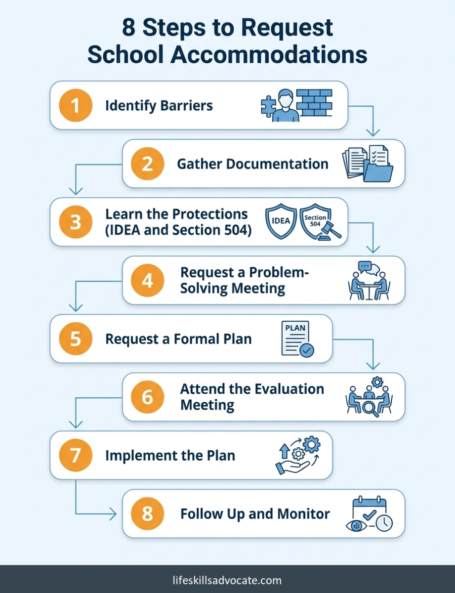 How to advocate for executive functioning accommodations in school 1 8 Steps To Request Executive Functioning Accommodations In School, From Identifying Barriers To Following Up And Monitoring
