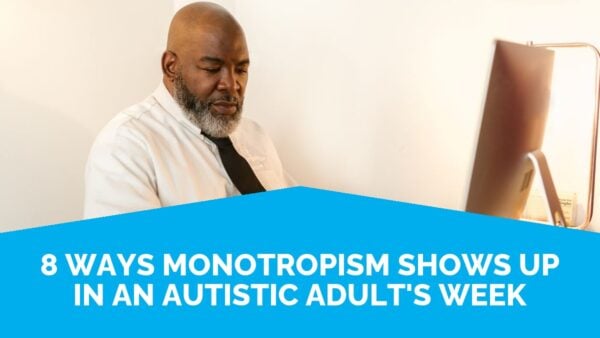 8 ways monotropism shows up in an autistic adult's week 4 An Adult Absorbed In A Single Task At A Desk While The Rest Of The Room Falls Out Of Focus, Illustrating Monotropism In An Ordinary Work Week